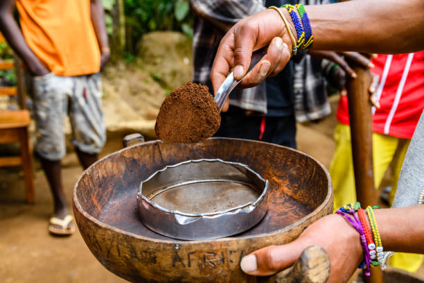Preparing coffee in Chagga tribe near Moshi town